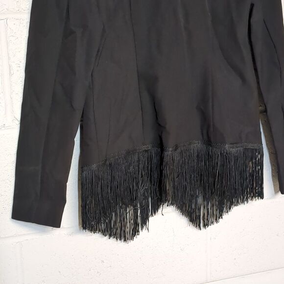 Women's I.N.C. Black Fitted Blazer Fringe Trim Size XS EUC - Picture 5 of 7